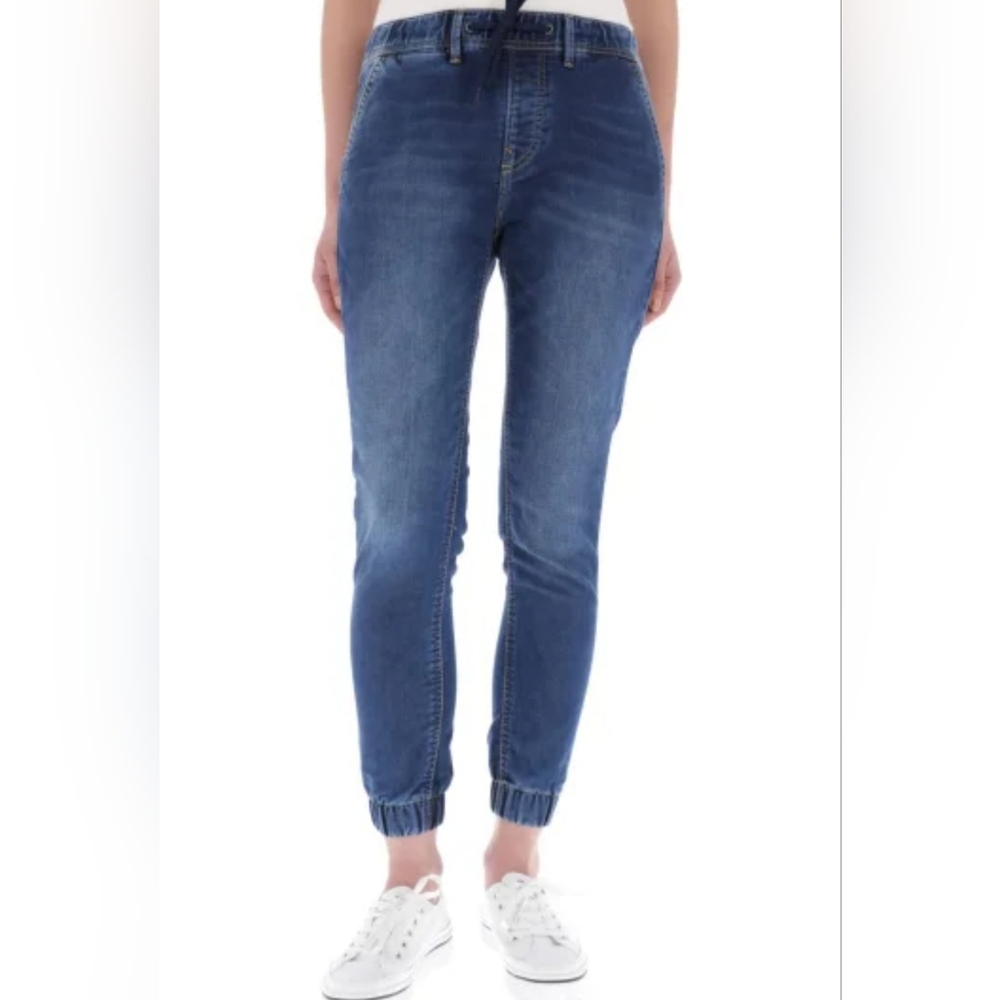 Abercrombie & Fitch High Rise  Drawstring Jogger Womens L Pants Dark Blu…